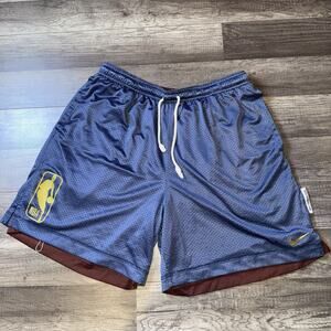 NIKE Basketball Shorts Large Mens Blue Gold NBA Team 31 Reversible Mesh